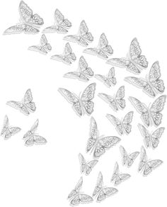 3D Wall Stickers, 36pcs Butterfly Wall Stickers, 3D Butterfly DIY Decorations, Wall Stickers Art Decor Crafts, Butterfly Wall Decals for Home DIY, Baby Room, Party and Birthday( 3 Sizes, Silver)