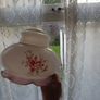Stunning Vintage 1970s Frosted Glass Light Shade Pink Ruffle and Floral Image 3