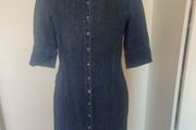 Marks&amp;Spencer denim dark indigo knee length dress size UK8/10 EU36/38 Postage included
