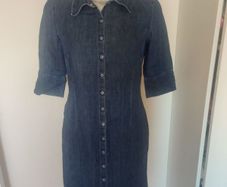 Marks&Spencer denim dark indigo knee length dress size UK8/10 EU36/38 Postage included