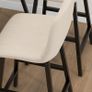 Bar set 5-piece, table and 4 chairs, button tufting, thick padding, linen-look, Beige Image 4