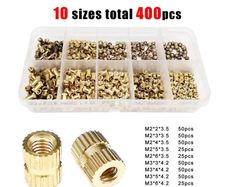 400pcs Injection Molding Knurl Insert Nut Embedded Nutsert Assortment Kit Set 10 Mix Size M2 M3 Solid Brass Copper