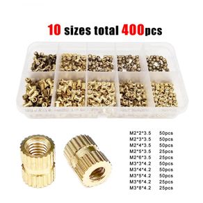 400pcs Injection Molding Knurl Insert Nut Embedded Nutsert Assortment Kit Set 10 Mix Size M2 M3 Solid Brass Copper