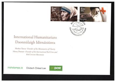 2010 Ireland International Humanitarians - Mother Teresa & Henry Dunant Commemorative Stamps An Post First Day Cover (FDC)