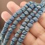 Vintage African Style White Stripe Blue 7mm -8mm Glass Beads Necklace Strand Image 9