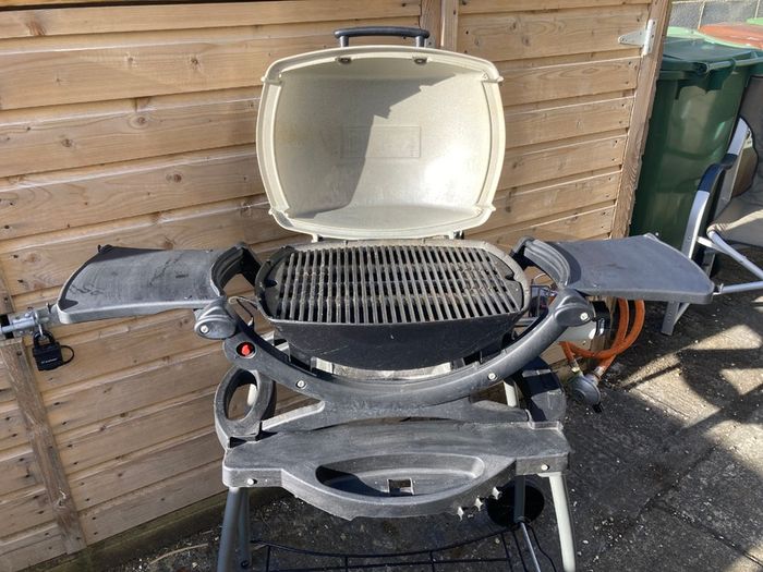 Weber Gas BBQ with barbecue cover cart gas bottle and connector