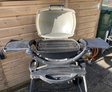 Weber Gas BBQ with barbecue cover cart gas bottle and connector