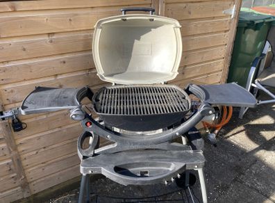 Weber Gas BBQ with barbecue cover cart gas bottle and connector