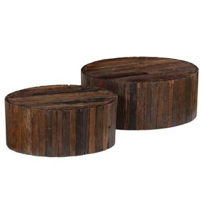 Coffee Table Set 2 Pieces Solid Reclaimed Wood