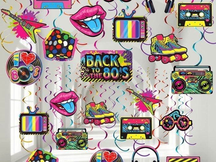 NEW SALE | 53 Pieces 80s Party Decorations, Retro 1980s Hip Hop Party Hanging Swirls
