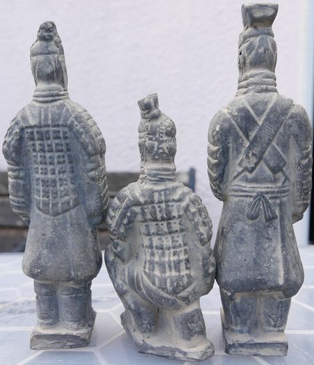 Trio of Vintage Chinese Terracotta Army Soldiers of Qin Shi Huang