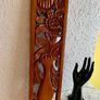Hand Carved Long Balinese Wooden Sunflower Floral Relief Wall Art Decor Panel Image 3