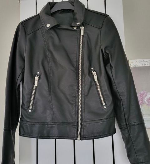 Dunnes Stores Black Faux Leather Moto / Biker Jacket