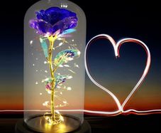 Romantic Rose for Women,, Rose in a Glass Dome with LED Light, Unique Gifts for Women, Glass Dome Galaxy Rose Home/Office or Home Decorations, Gift for Wife Women Mother MULTIPLE COLOURS AVAILABLE,  SEE PHOTOS (FREE POSTAGE)
