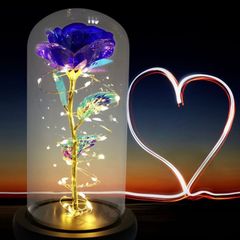 Romantic Rose for Women,, Rose in a Glass Dome with LED Light, Unique Gifts for Women, Glass Dome Galaxy Rose Home/Office or Home Decorations, Gift for Wife Women Mother MULTIPLE COLOURS AVAILABLE,  SEE PHOTOS (FREE POSTAGE)