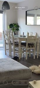 solid wood table with glass top