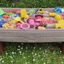 Sandbox with lid and bunch of sand toys. Image 2
