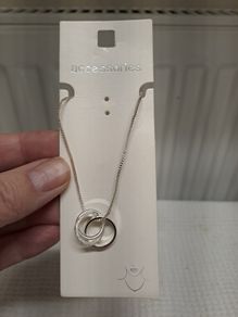 Silver-Tone Interlinked Ring Pendant Necklace