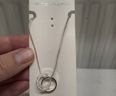 Silver-Tone Interlinked Ring Pendant Necklace