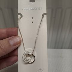 Silver-Tone Interlinked Ring Pendant Necklace