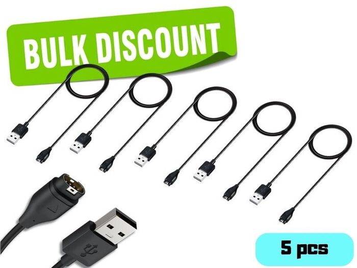 5x 1m USB Charging & Data Cable for Garmin Fenix Forerunner Venu Vivoactive BULK / WHOLESALE