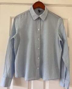 Ladies Blue Cotton Striped Shirt by H&M