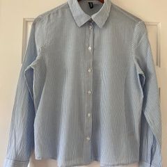 Ladies Blue Cotton Striped Shirt by H&M
