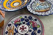 3 hanging wall plates -1- from Malta hand painted -2- from PORTGAL HAND PAINTED-3- FROM MAROCO - EACH IS 22.00 Euro.