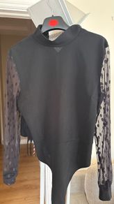 Boohoo Black Mesh Sleeve Bodysuit