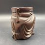 Chinese carved hardwood brush pot, carved with a Chinese Man Image 2