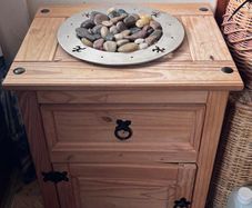 Bookcase cream and pine & Bedside Locker Pine