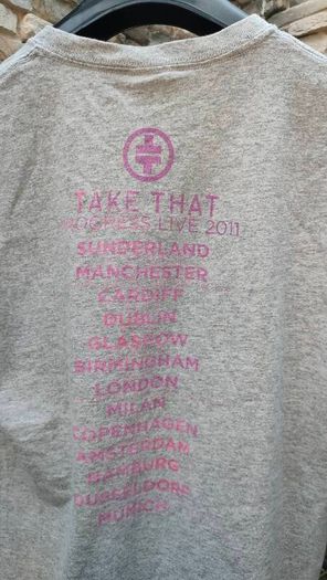 Take That Progress Live 2011 concert t-shirt The last time the full line up toured together  In great condition Front and back print Size small