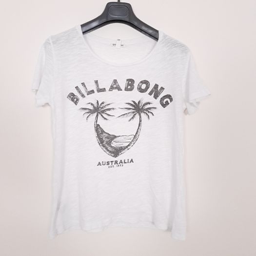 Billabong White Australia Palm Tree Graphic Slub Cotton T-Shirt Top 8UK/36EU