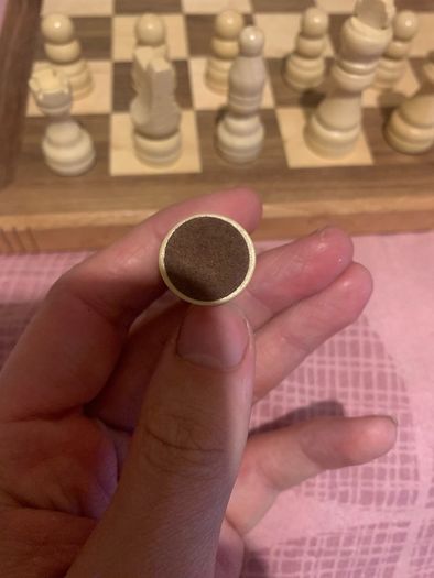 Boxed wooden chess board, prices and checkers set