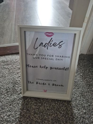 Wedding bathroom signs