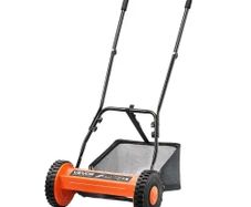 Push Reel Lawn Mower 35 cm, 5 Blades Manual Push Mower No Motor, 15-45 mm Adjustable Cutting Height, Walk-Behind Lawn Mowers with Grass