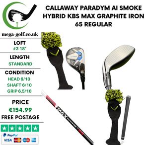 Callaway Paradym Ai Smoke Hybrid / #3 18 Degree / KBS Max Graphite Iron 65 Regular