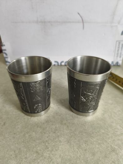 SET OF 2  Vintage Mullingar pewter CUPS 9 CM TALL,