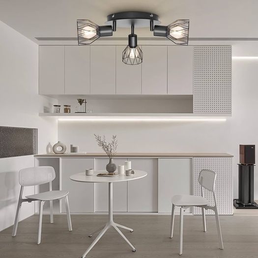 NEW SALE | Spot Light Fittings for Ceilings Adjustable Metal Wire Cage Kitchen Spotlight Ceiling Lights with E14 Base Black 3 Way Ceiling Light Industrial for Indoor Bedroom Hallway Living Room Shop