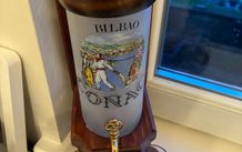 Very Rare Vintage Conac Glass & Timber Decanter Set