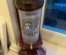 Very Rare Vintage Conac Glass & Timber Decanter Set