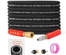 Pressure Washer Hose, 30.5m, Kink Free 3/8"-14.8 Male, 3/8"-15 Female For Most Brand Pressure Washers, 4.9'' Bending Radius, 4800 PSI Heavy Duty