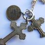 Vintage Two Crosses and a Medallion on a Chain Image 3