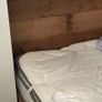 Black metal frame with wooden accent headboard Image 4