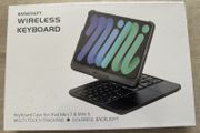 RAYMCRAFT for iPad mini 7 (A17 Pro, 2024) &amp; Mini 6 (2021) Case with Keyboard, 7 Colors Backlit Keyboard with Trackpad, Auto Sleep/Wake, Rotatable Case for iPad mini 7th 6th Gen Black