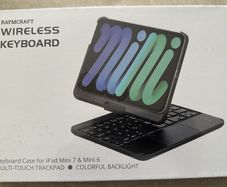 RAYMCRAFT for iPad mini 7 (A17 Pro, 2024) & Mini 6 (2021) Case with Keyboard, 7 Colors Backlit Keyboard with Trackpad, Auto Sleep/Wake, Rotatable Case for iPad mini 7th 6th Gen Black
