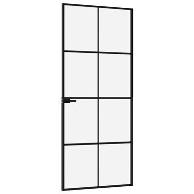 Interior Door Black 83x201.5 cm Tempered Glass&Aluminium (multiple size)
