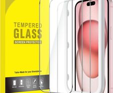 Screen Protector for iPhone 15 6.1-Inch, Tempered Glass Film with Easy Installation Tool, Case-Friendly, HD Clear, 3-Pack