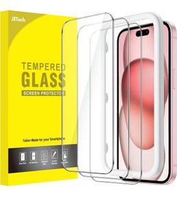 Screen Protector for iPhone 15 6.1-Inch, Tempered Glass Film with Easy Installation Tool, Case-Friendly, HD Clear, 3-Pack