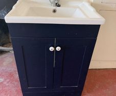Vanity unit navy and white